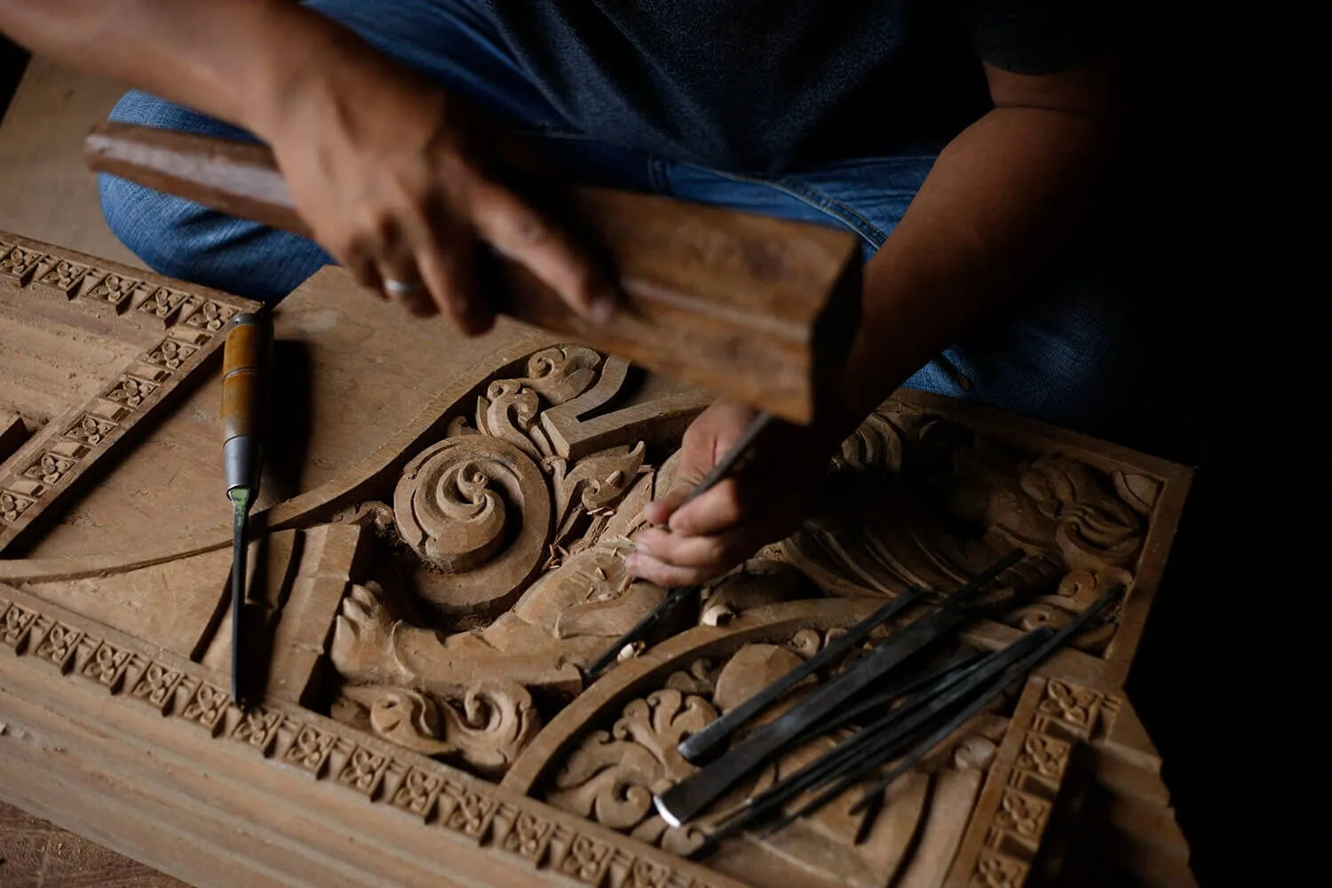 Traditional Nepali wood carving craft